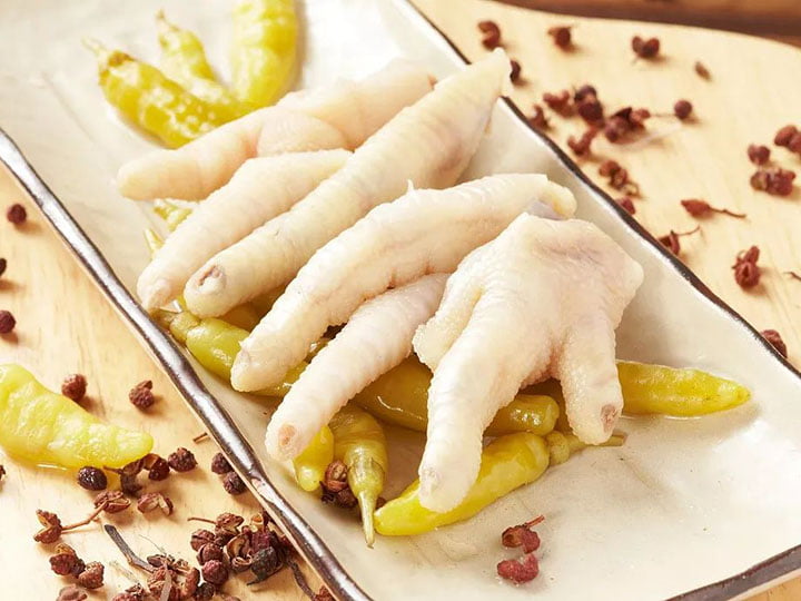 Chicken feet with pickled peppers